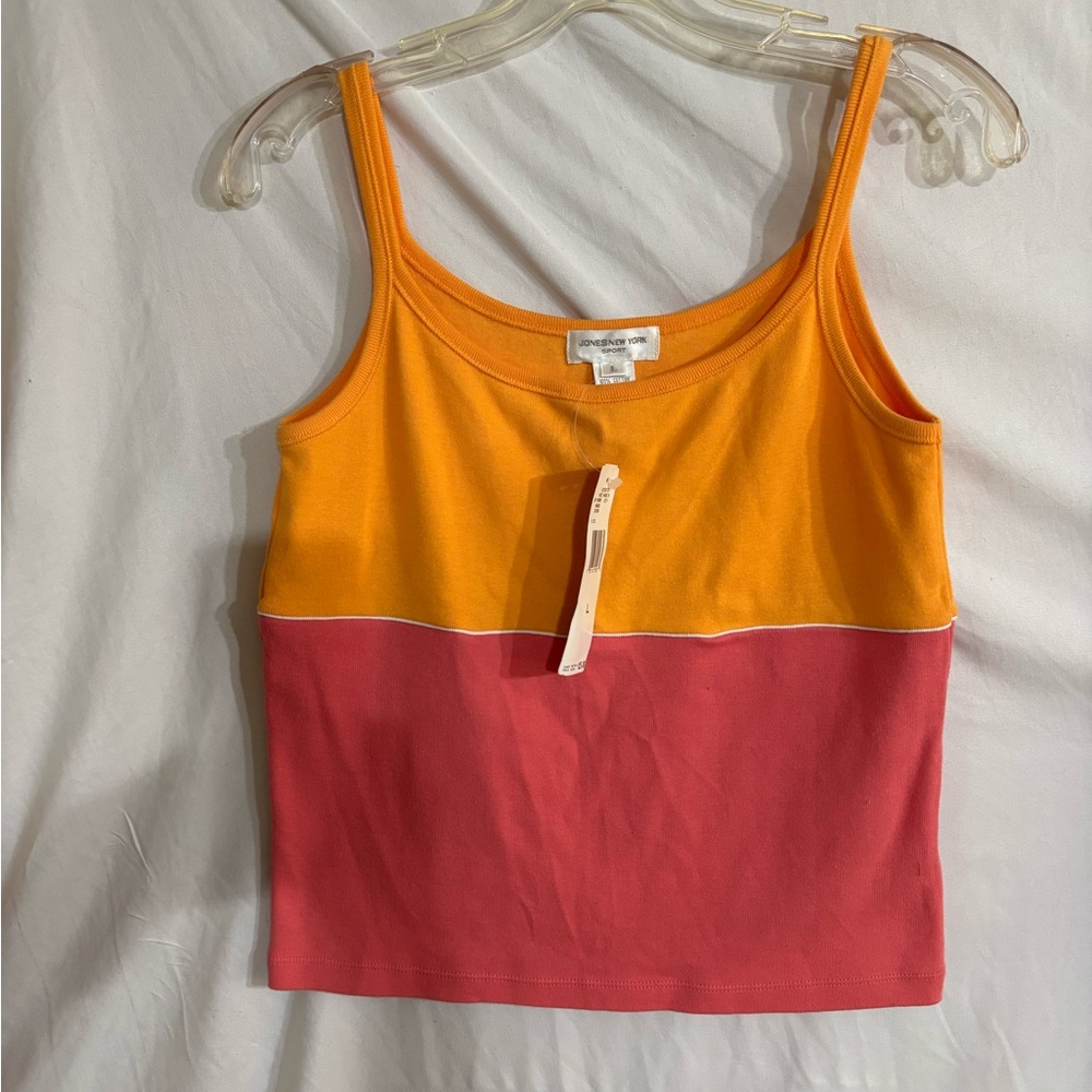 NWT Jones New York Sport L tank orange & pink.